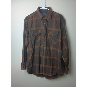 Pendleton Woolen Mills Plaid Burnside Double Breast Flannel Field Shirt Wool M